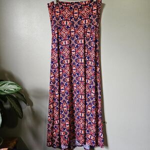 EUC LIKE NEW LULAROE PSYCHEDELIC PRINT WIDE BAND MAXI SKIRT SIZE M